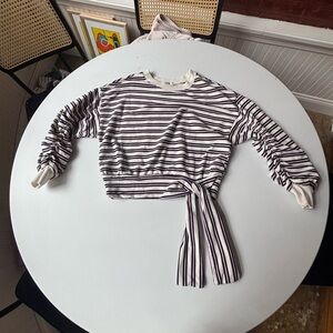 Kensie Black and White Striped Sweatshirt